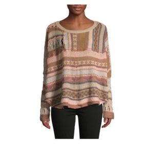 FREE PEOPLE PATCHWORK OPEN KNIT SWEATER S